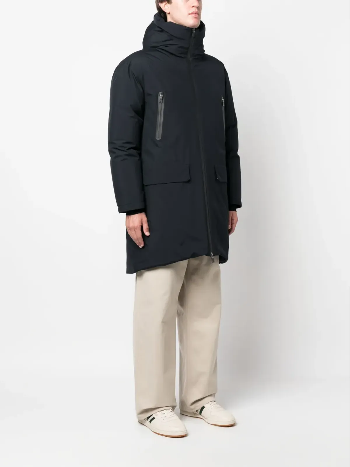 Herno ロゴプリント ジップアップ フード付き ダウンコート - 画像3