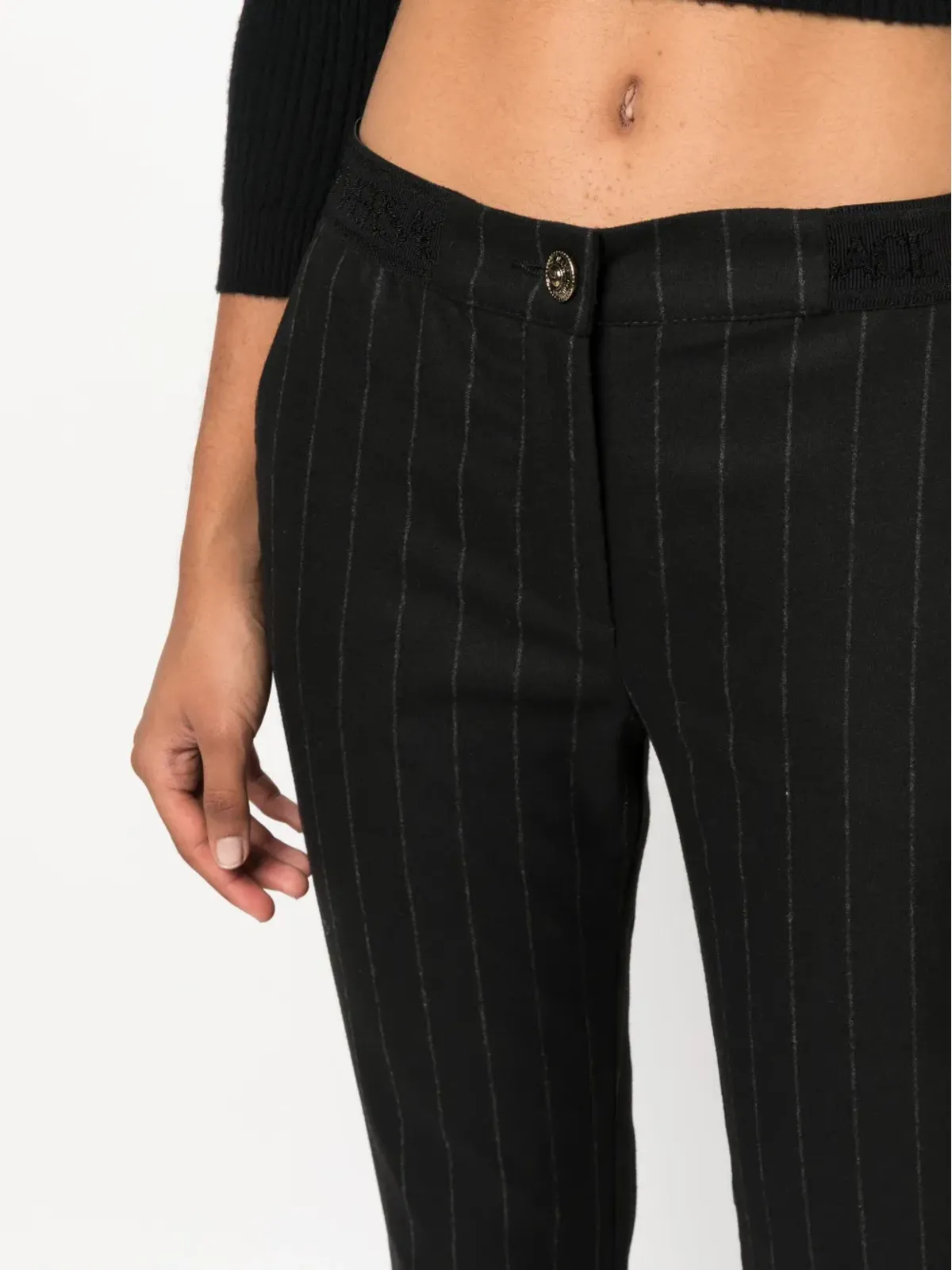 Versace Jeans Couture ピンストライプ柄スリムカットパンツ - ブラック - 画像5