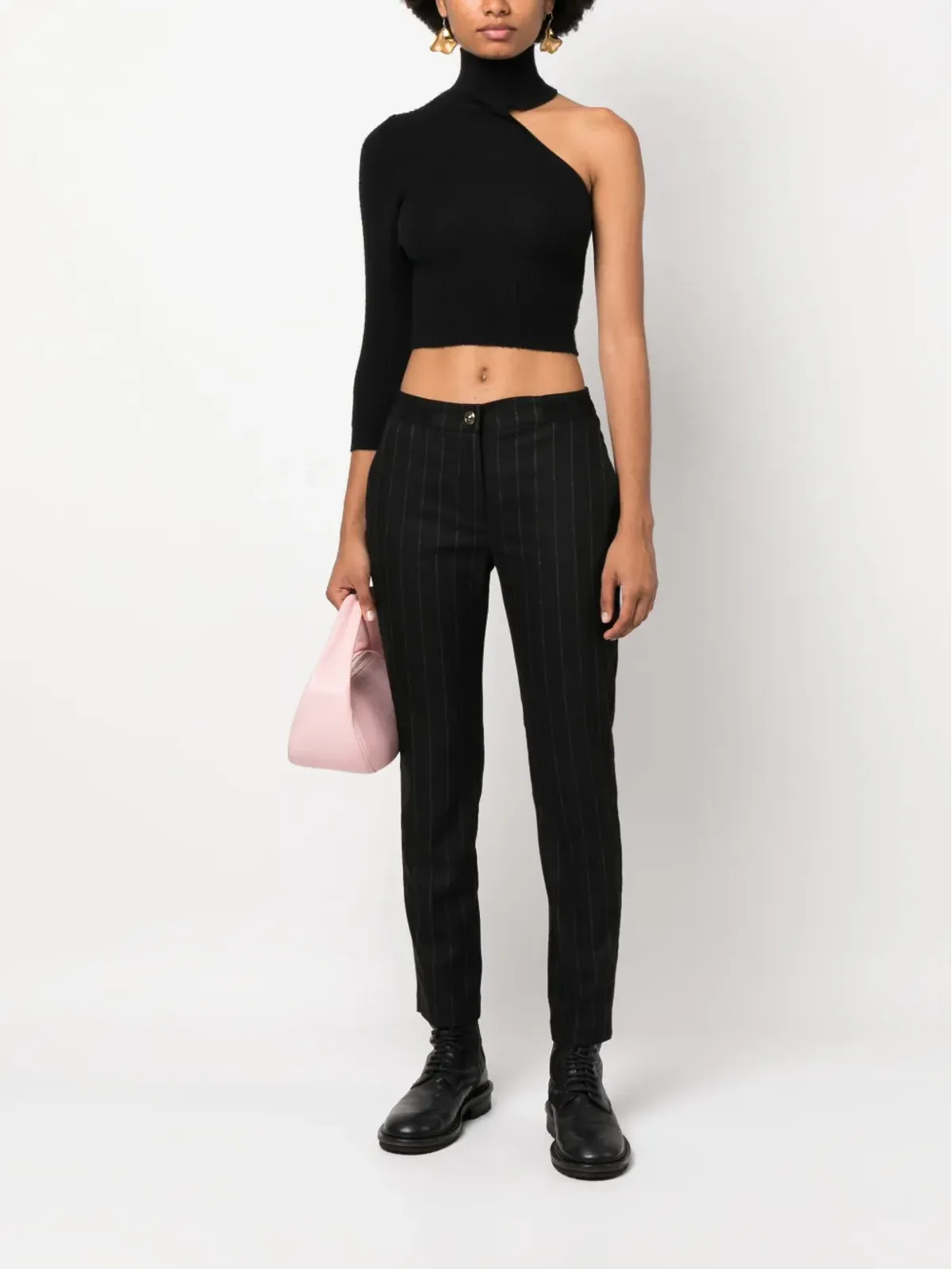 Versace Jeans Couture ピンストライプ柄スリムカットパンツ - ブラック - 画像2
