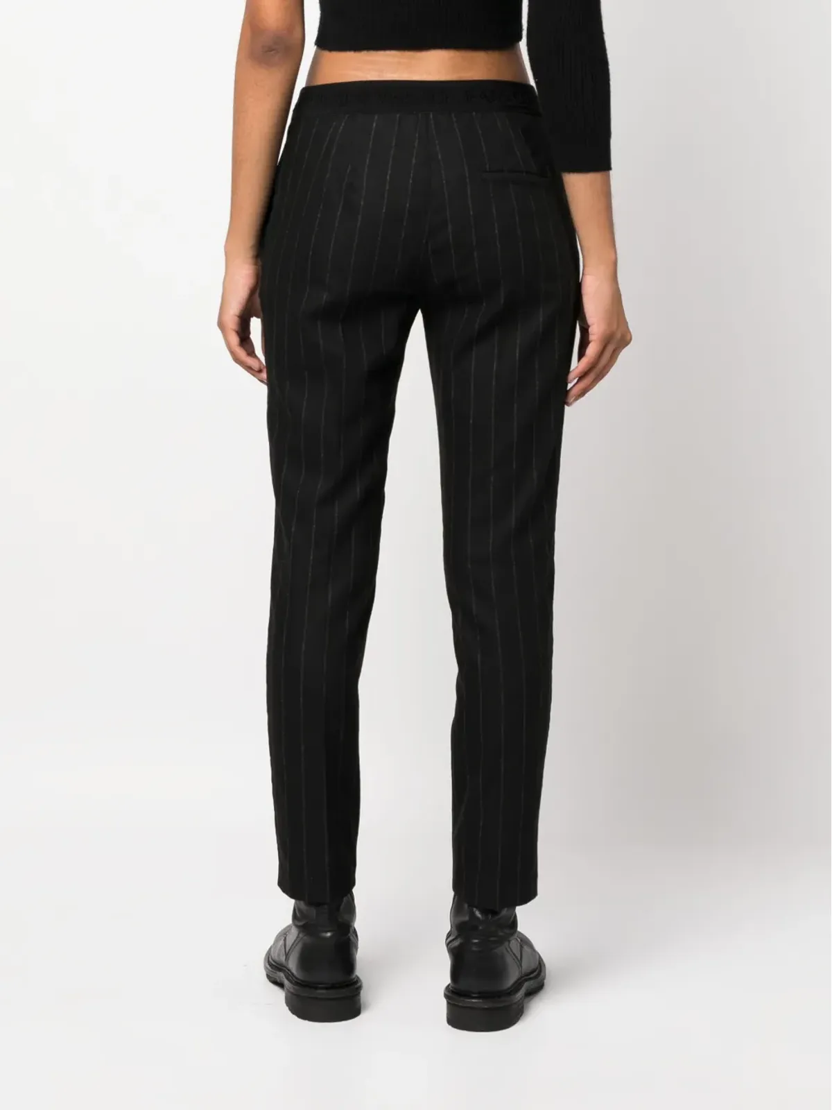 Versace Jeans Couture ピンストライプ柄スリムカットパンツ - ブラック - 画像4