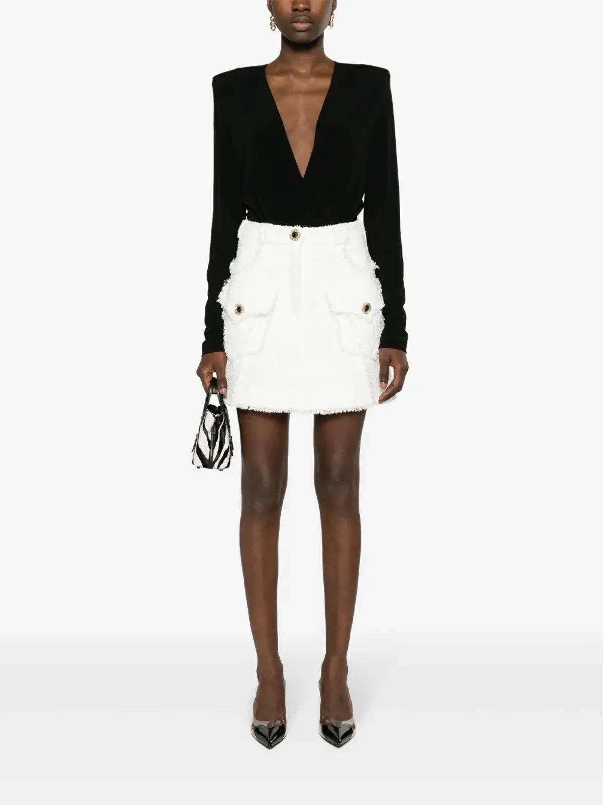 Balmain Aライン ツイード ミニスカート - 画像2
