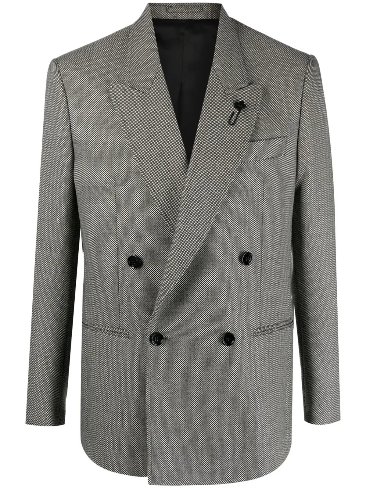 Lardini マイクロドット ダブルブレスト ウールブレザー - ブラック - 画像1