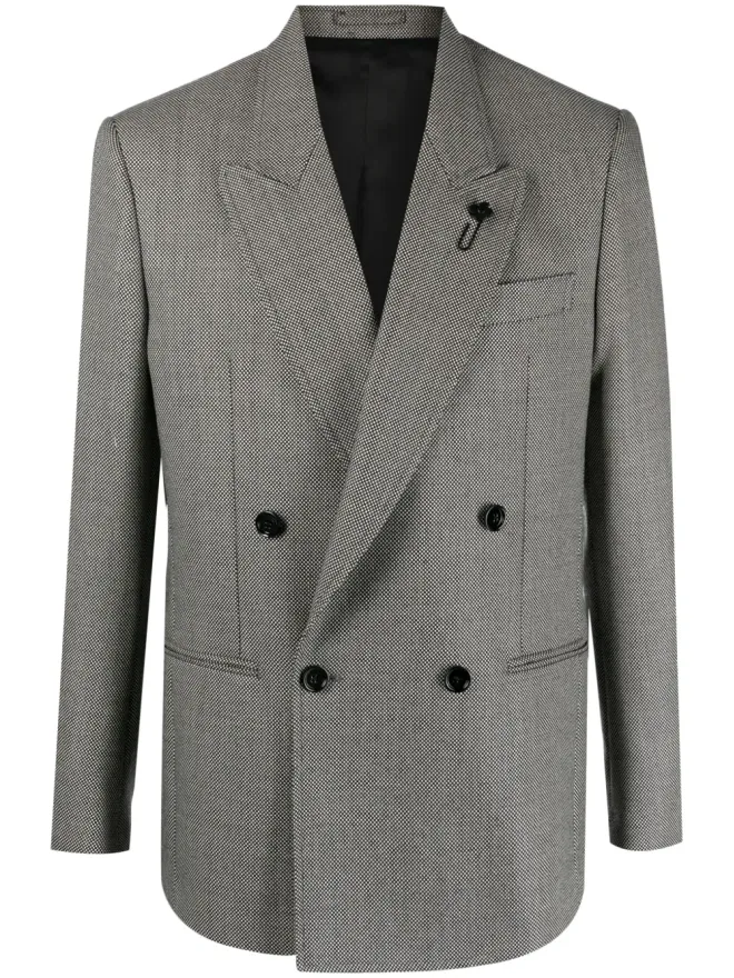 Lardini Lardini マイクロドット ダブルブレスト ウールブレザー - ブラックの商品画像