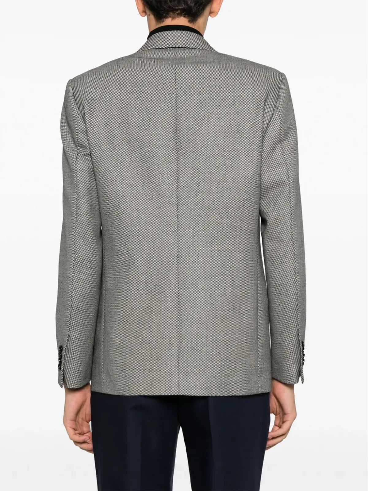 Lardini マイクロドット ダブルブレスト ウールブレザー - ブラック - 画像4
