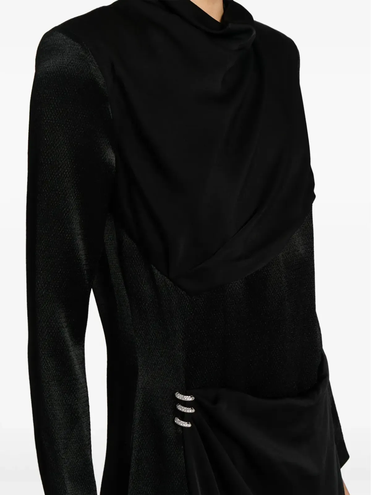 Givenchy クリスタルエンブリッシュドサテンミディドレス - ブラック - 画像5