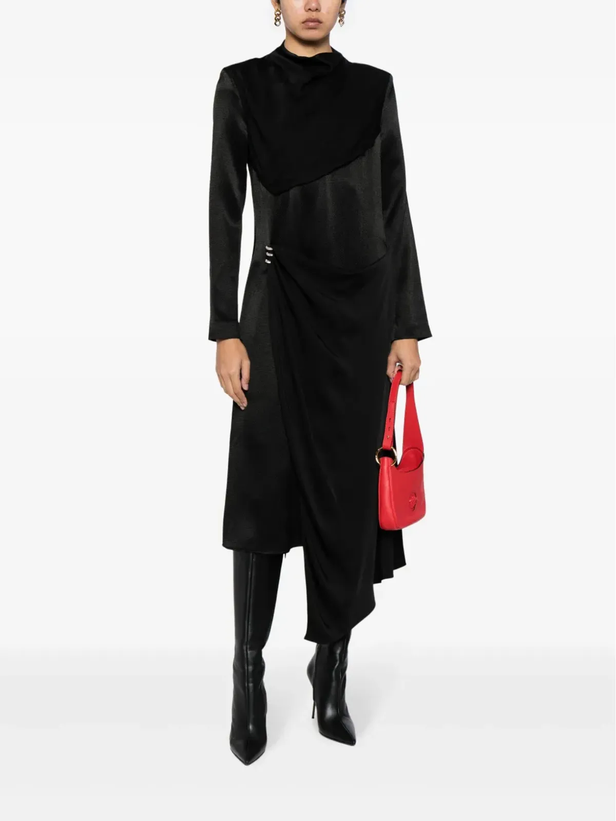 Givenchy クリスタルエンブリッシュドサテンミディドレス - ブラック - 画像2
