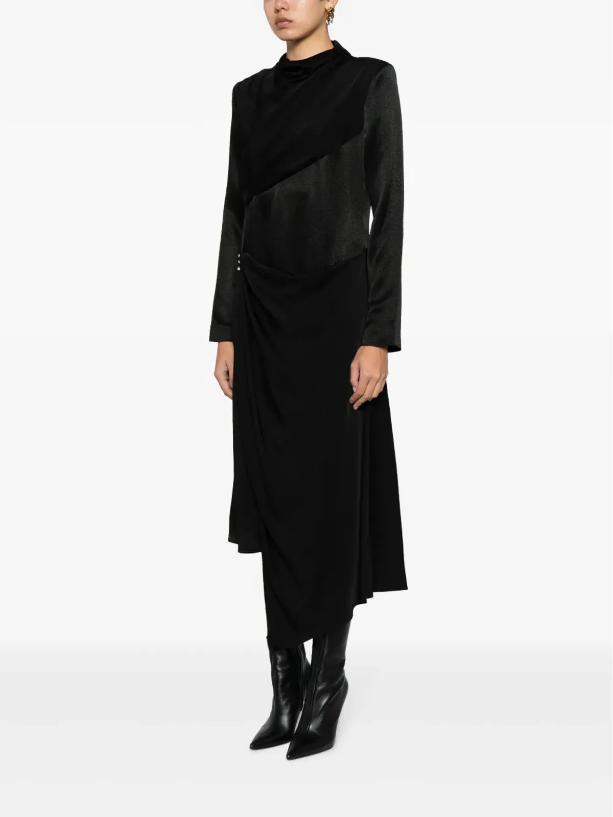 Givenchy クリスタルエンブリッシュドサテンミディドレス - ブラック - 画像3