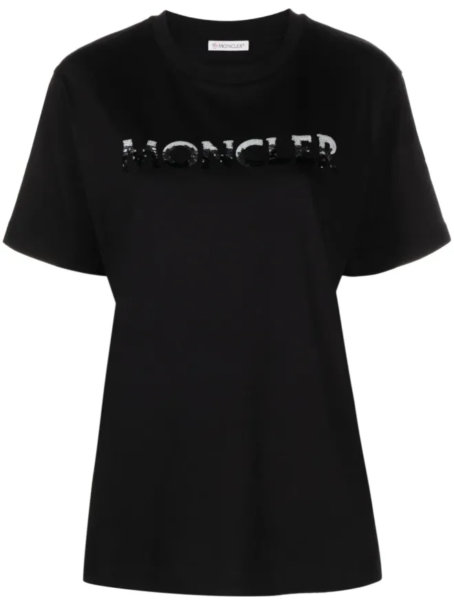 Moncler Moncler スパンコール付きコットンTシャツ - ブラックの商品画像