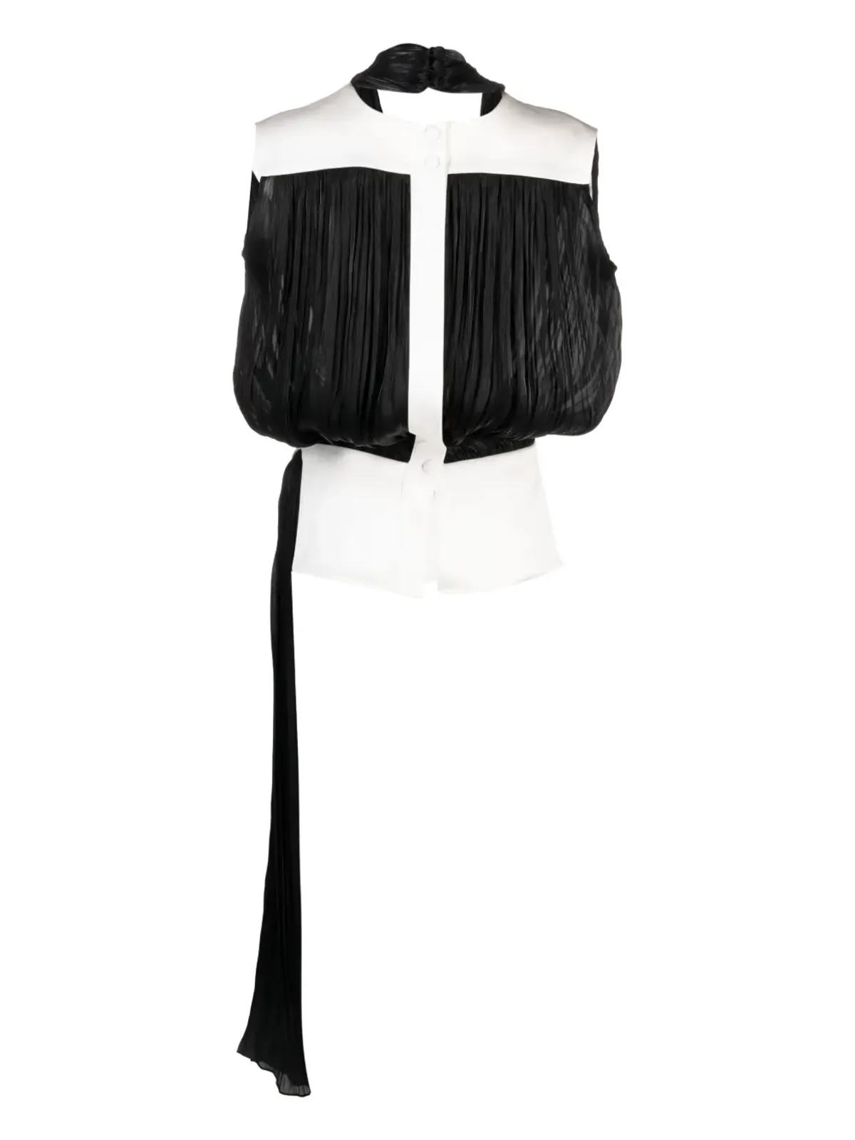 V:PM ATELIER Noemi satin-finish V-neck top - Black - 画像2