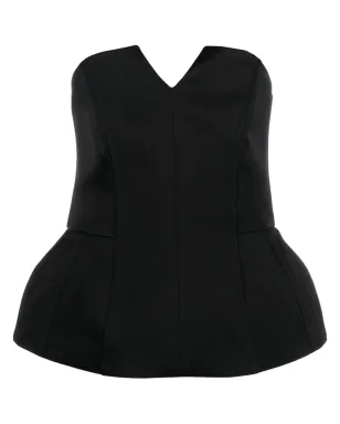 V:PM ATELIER Lumi peplum-hem satin top - Black - サムネイル1