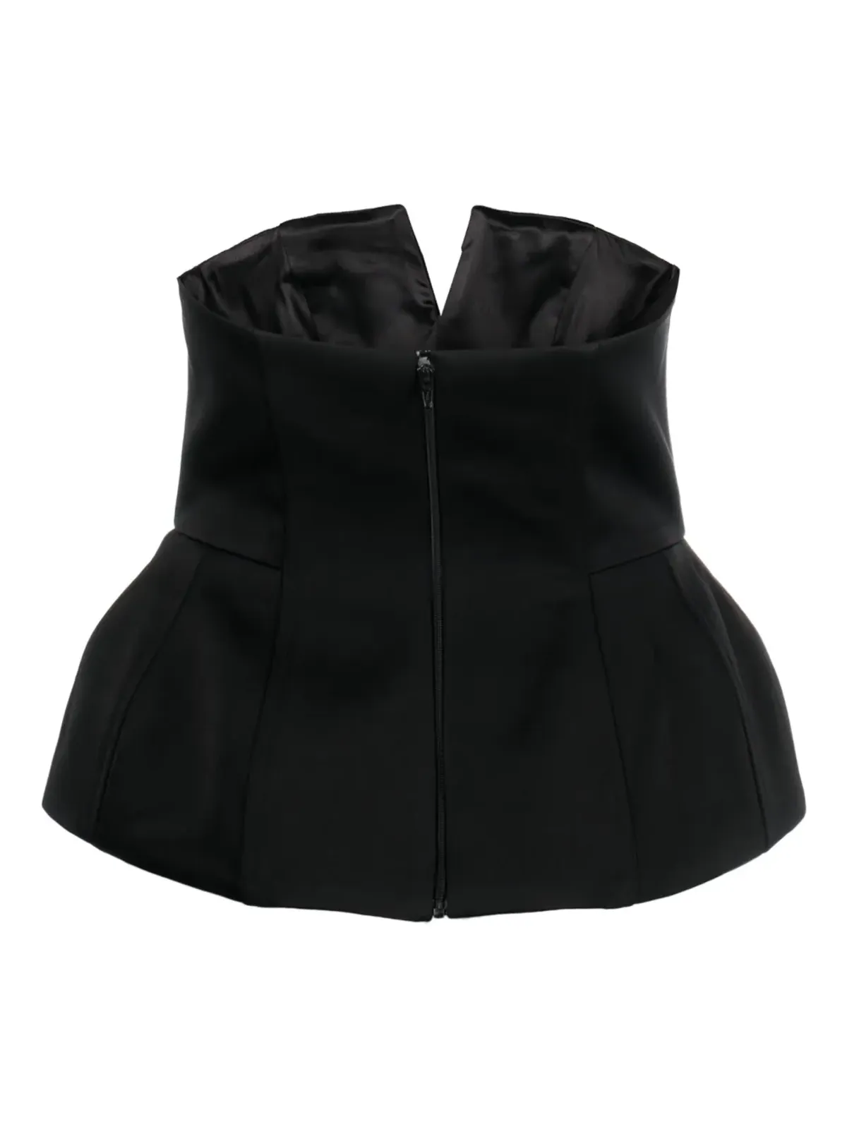 V:PM ATELIER Lumi peplum-hem satin top - Black - 画像2