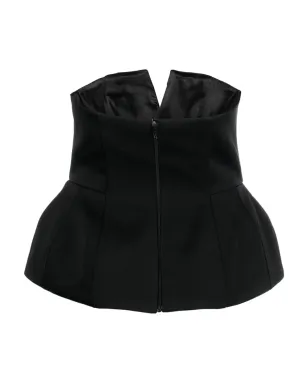 V:PM ATELIER Lumi peplum-hem satin top - Black - サムネイル2
