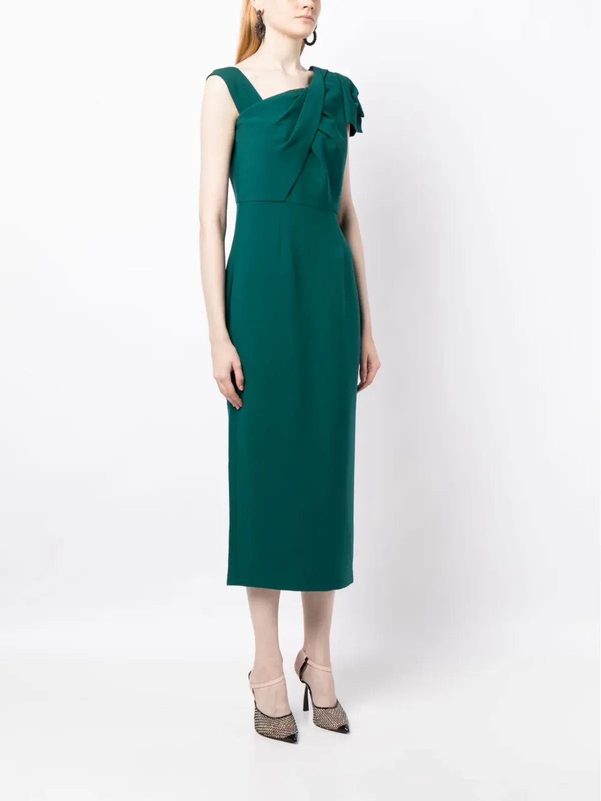 Roland Mouret アシンメトリック ノースリーブ ミディドレス - 画像3