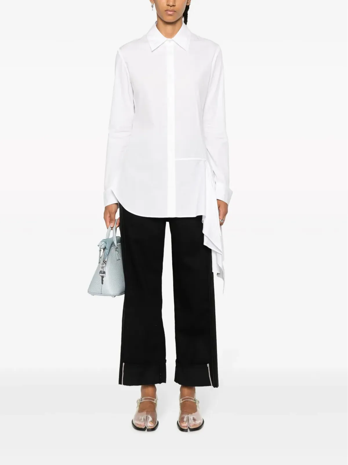 Yohji Yamamoto アシンメトリック コットン シャツ - 画像2