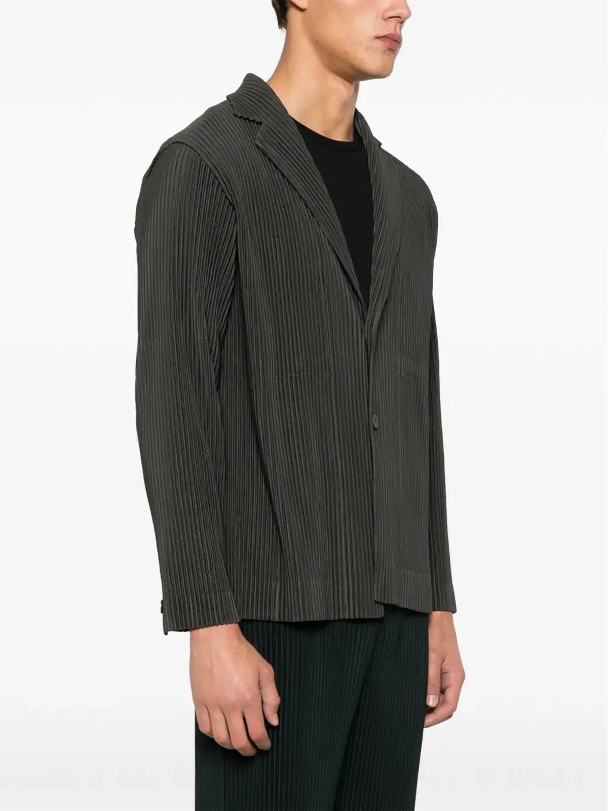 Homme Plissé Issey Miyake プリーツ入りシングルブレストブレザー - 画像3