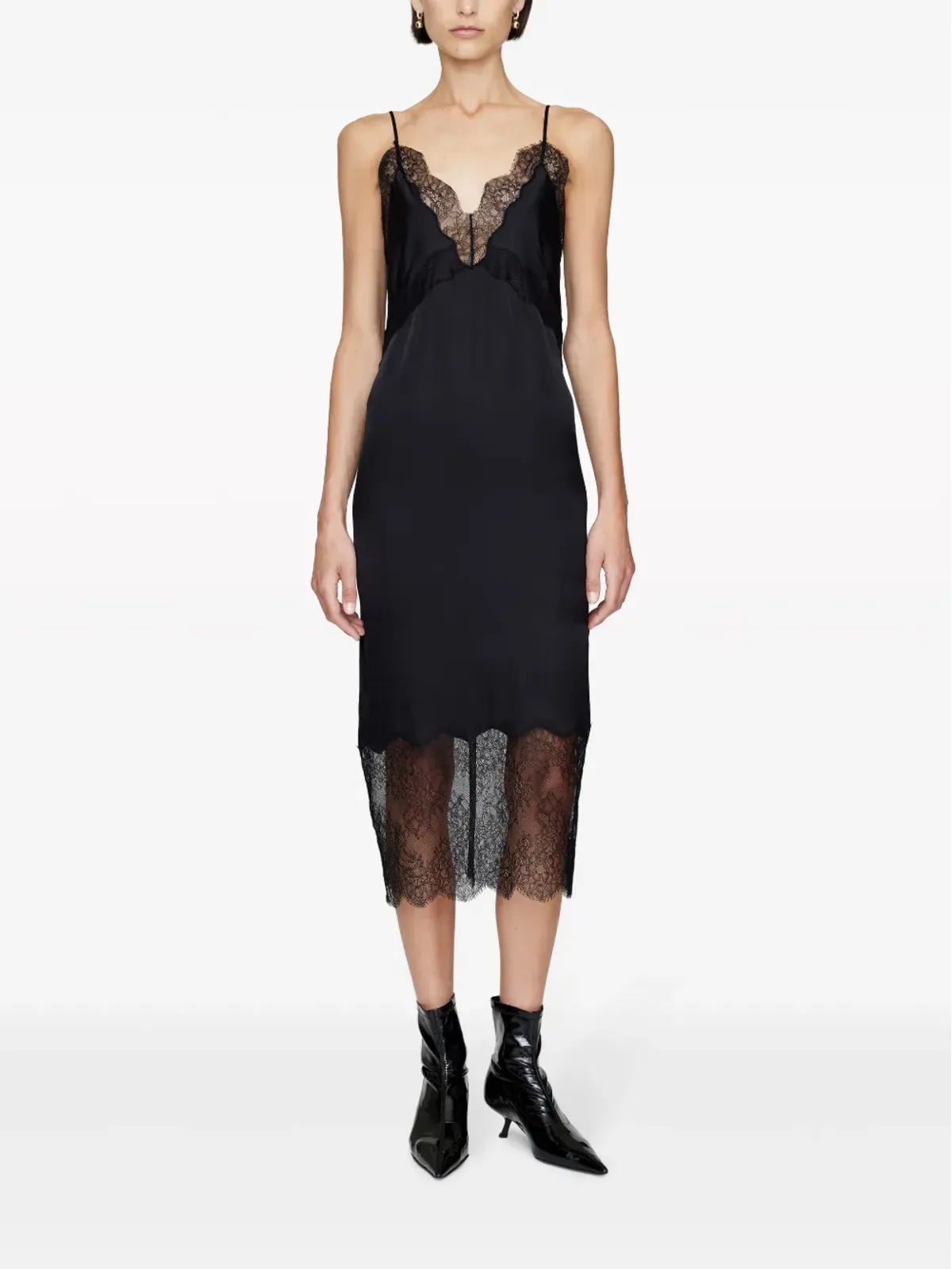 ANINE BING Amelie silk-blend midi dress - Black - 画像2