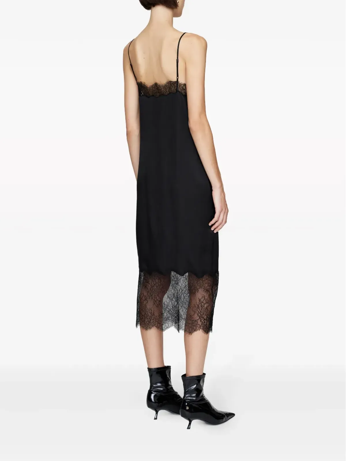 ANINE BING Amelie silk-blend midi dress - Black - 画像3