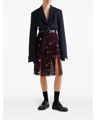 Prada アイレット装飾のフリンジ付きミディスカート - サムネイル2