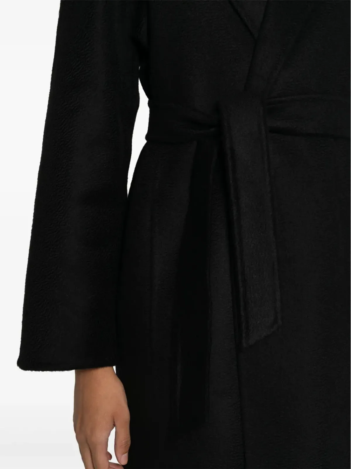 Max Mara ベルト付きカシミヤミディコート ブラック - 画像5