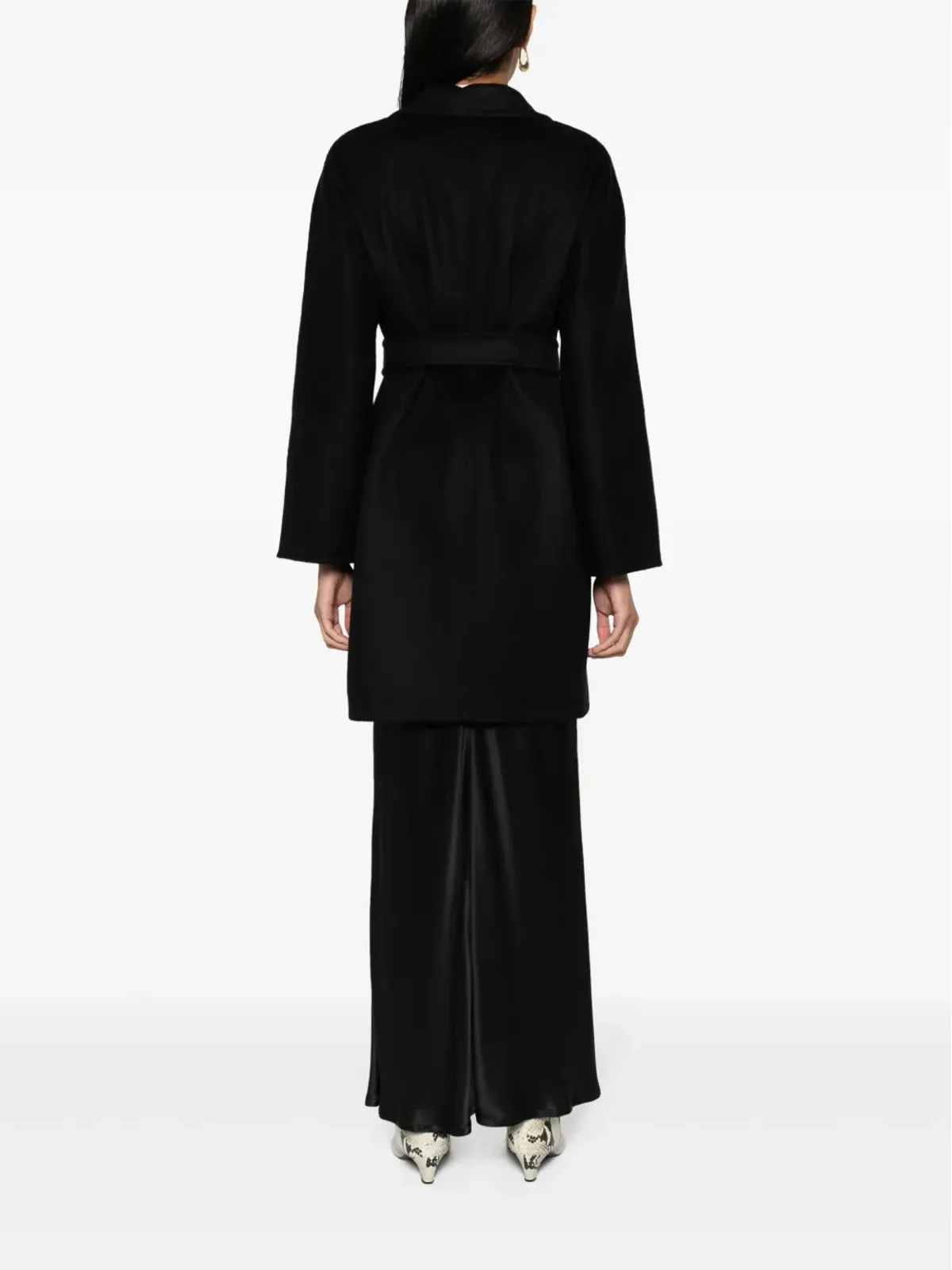 Max Mara ベルト付きカシミヤミディコート ブラック - 画像4