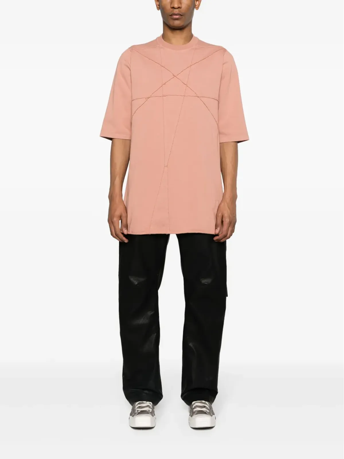 Rick Owens DRKSHDW ジャンボ ショートスリーブ コットン Tシャツ - ピンク - 画像2