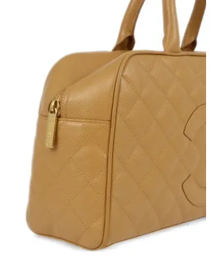 CHANEL ビンテージ 2005年 CC ダイヤモンドキルティング ボウリングバッグ - ニュートラルカラー - サムネイル3