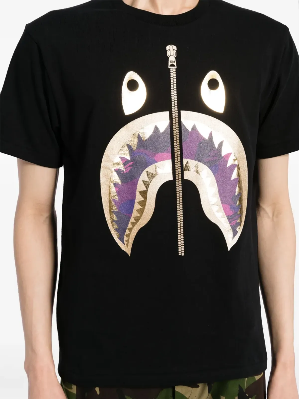 A BATHING APE® シャークプリント コットン Tシャツ - ブラック - 画像5