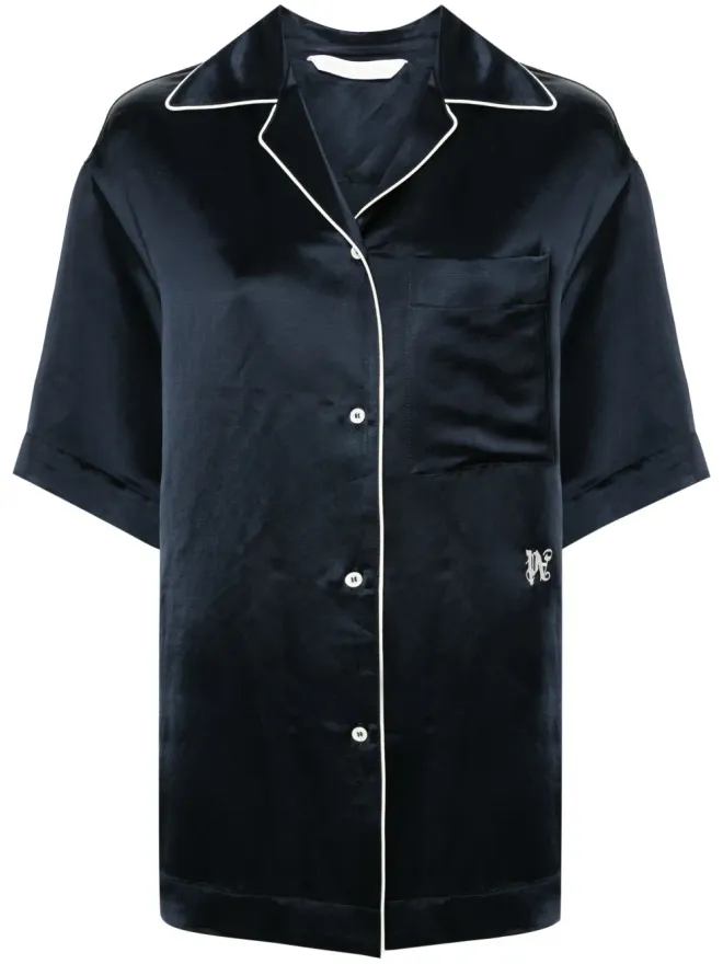 Palm Angels Palm Angels パイプドリム付きサテンシャツ ブルーの商品画像
