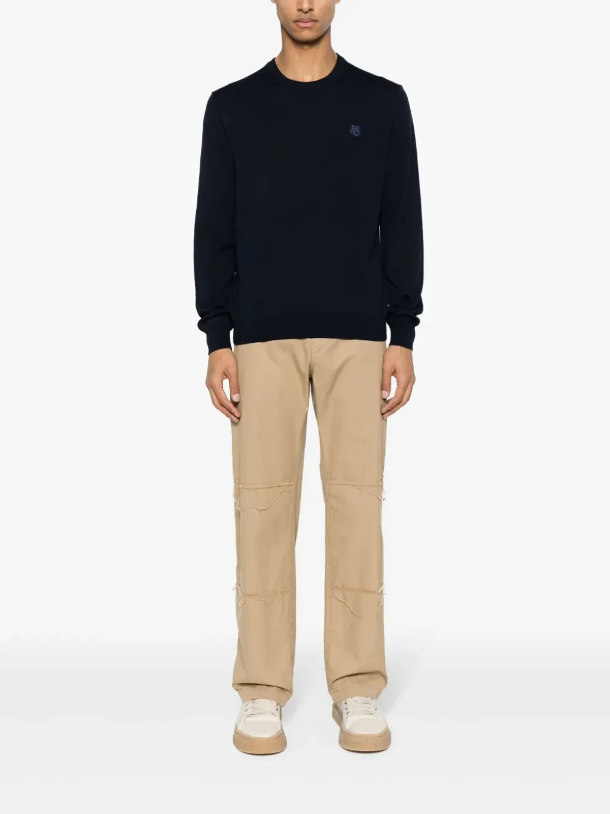 Maison Kitsuné キツネモチーフ ウール ジャンパー - ブルー - 画像2