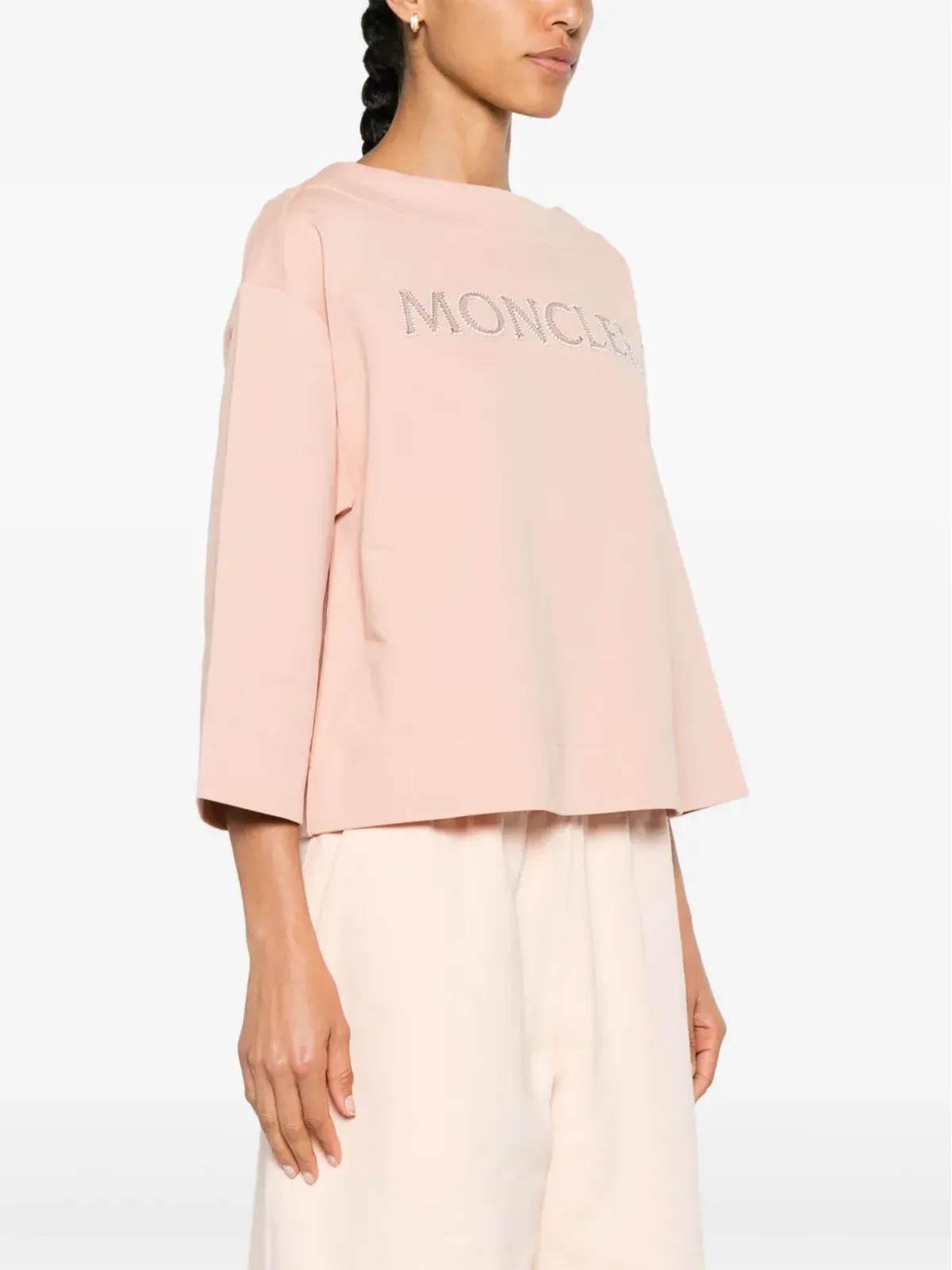 Moncler ロゴアップリケ ボートネック スウェットシャツ - ピンク - 画像3