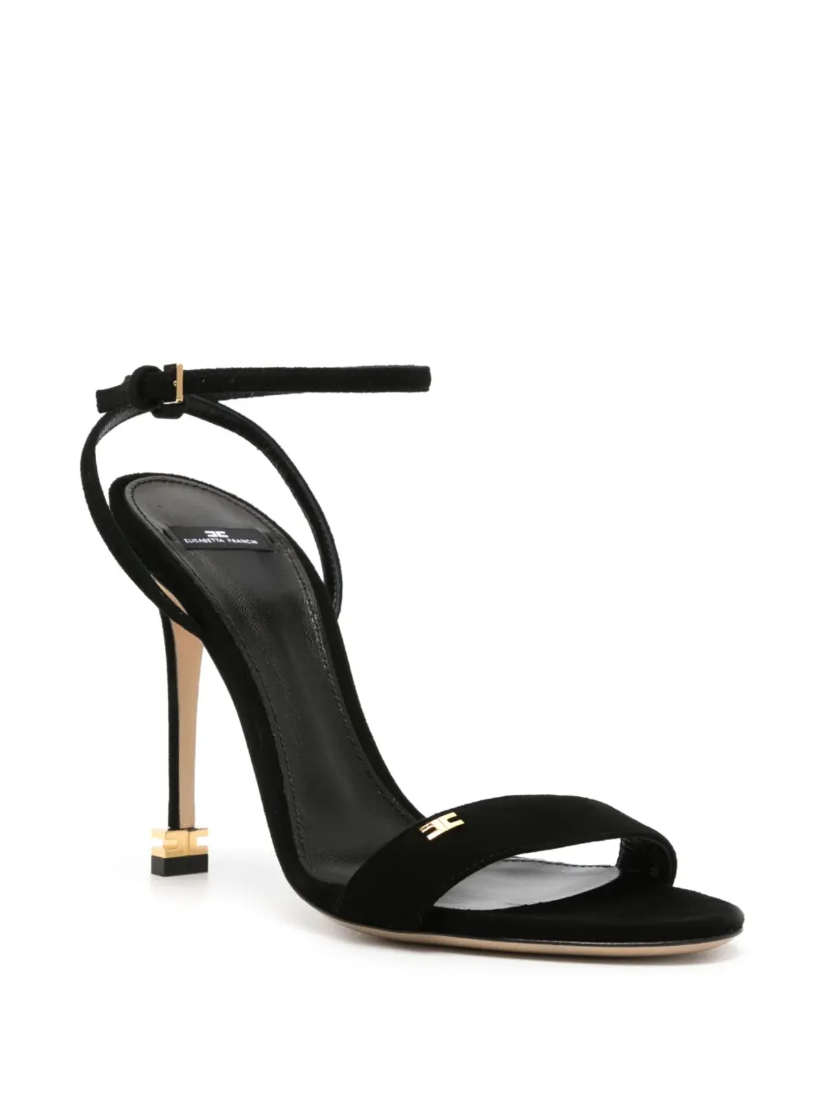 Elisabetta Franchi 105mm メタルロゴ スエード サンダル - ブラック - 画像2