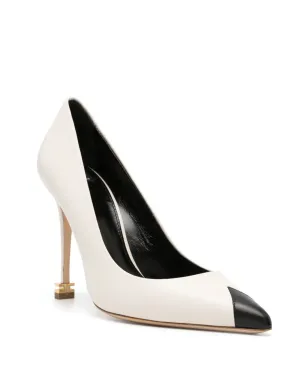Elisabetta Franchi 105mm メタルロゴ レザーパンプス - ホワイト - サムネイル2