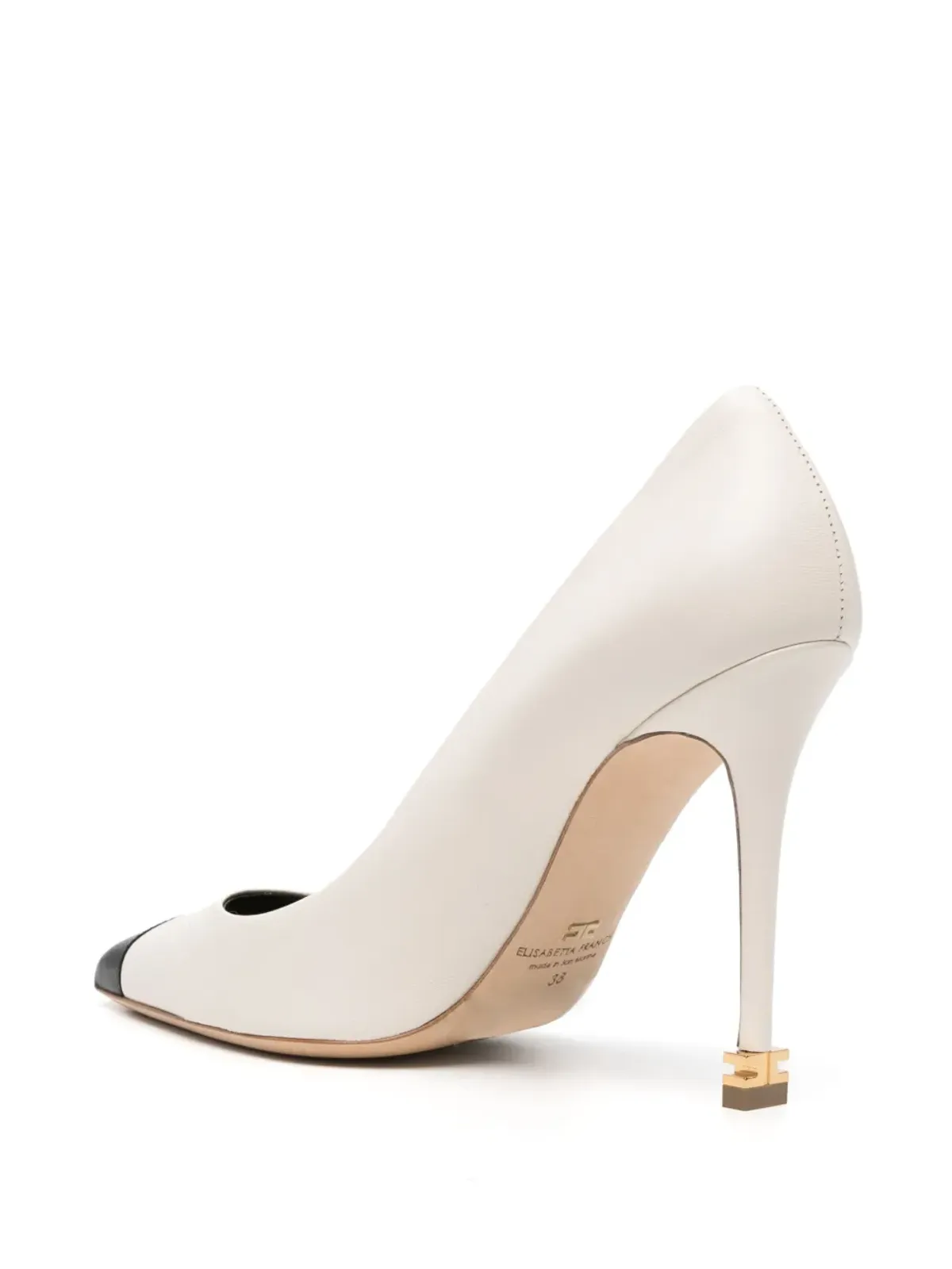 Elisabetta Franchi 105mm メタルロゴ レザーパンプス - ホワイト - 画像3