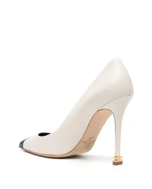 Elisabetta Franchi 105mm メタルロゴ レザーパンプス - ホワイト - サムネイル3