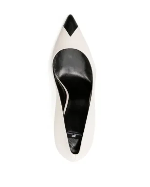 Elisabetta Franchi 105mm メタルロゴ レザーパンプス - ホワイト - サムネイル4