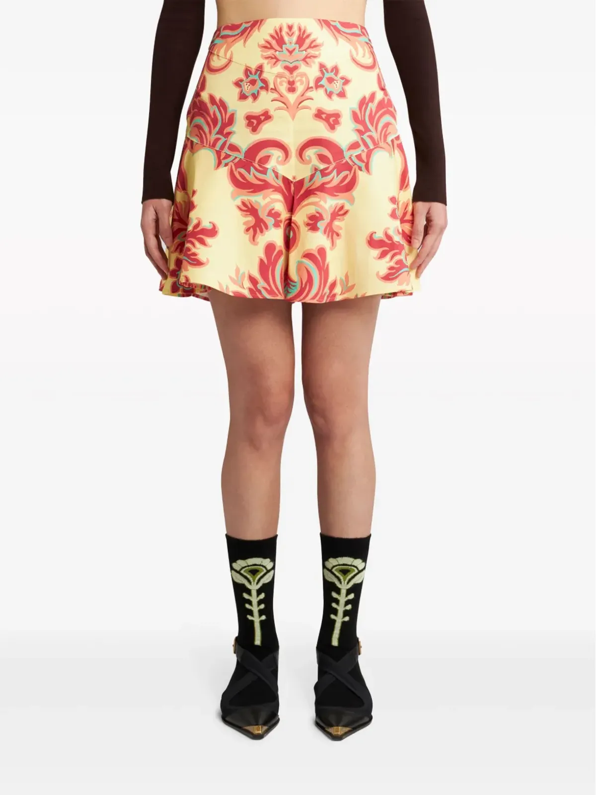 ETRO Venusプリントポプリン ミニスカート イエロー - 画像3