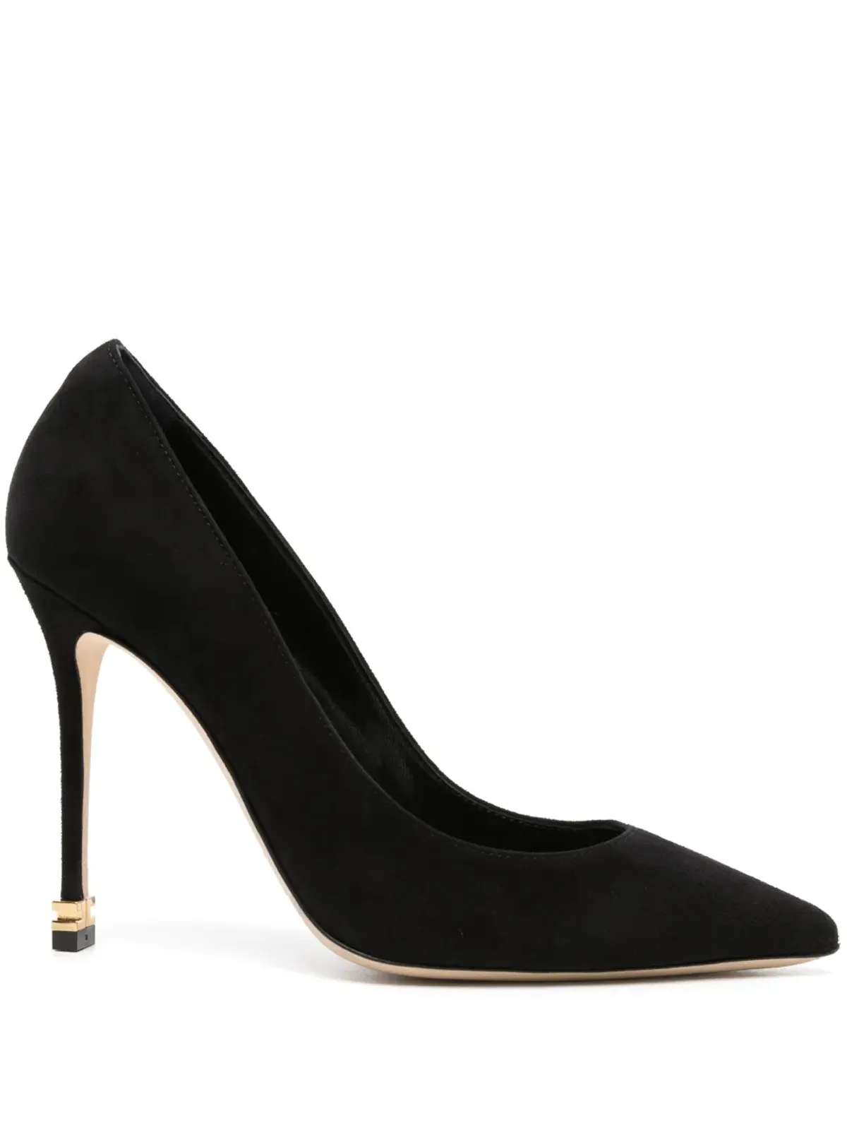 Elisabetta Franchi 105mm メタルロゴ付きスエードパンプス ブラック - 画像1