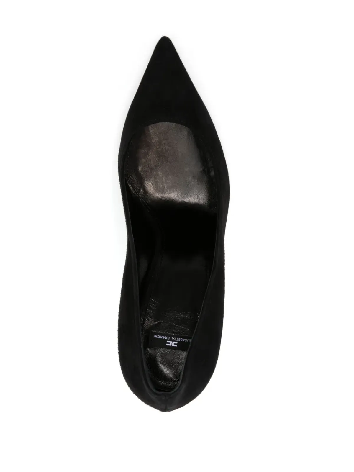 Elisabetta Franchi 105mm メタルロゴ付きスエードパンプス ブラック - 画像4