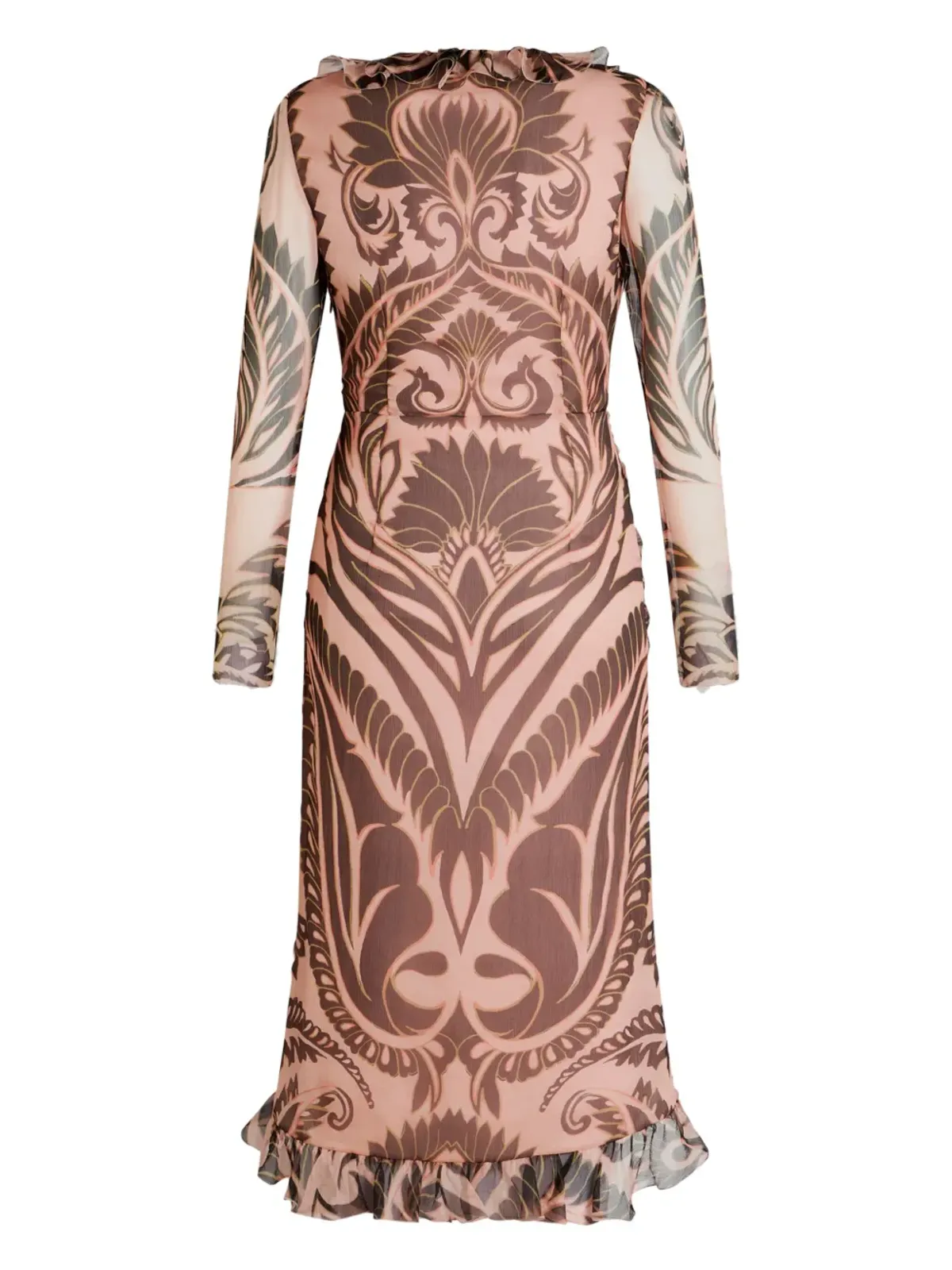 ETRO グラフィックプリント シルクドレス - ブラウン - 画像5