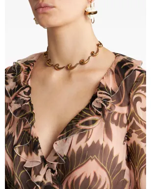 ETRO グラフィックプリント シルクドレス - ブラウン - サムネイル4
