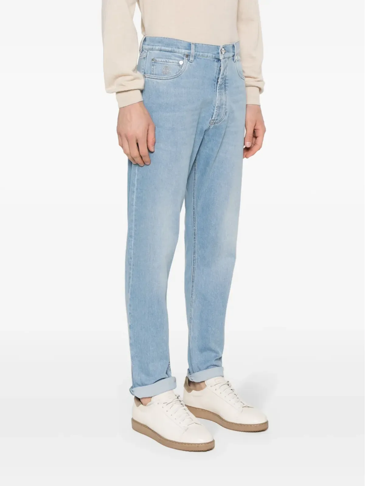 Brunello Cucinelli ロゴパッチ ジーンズ ブルー - 画像3