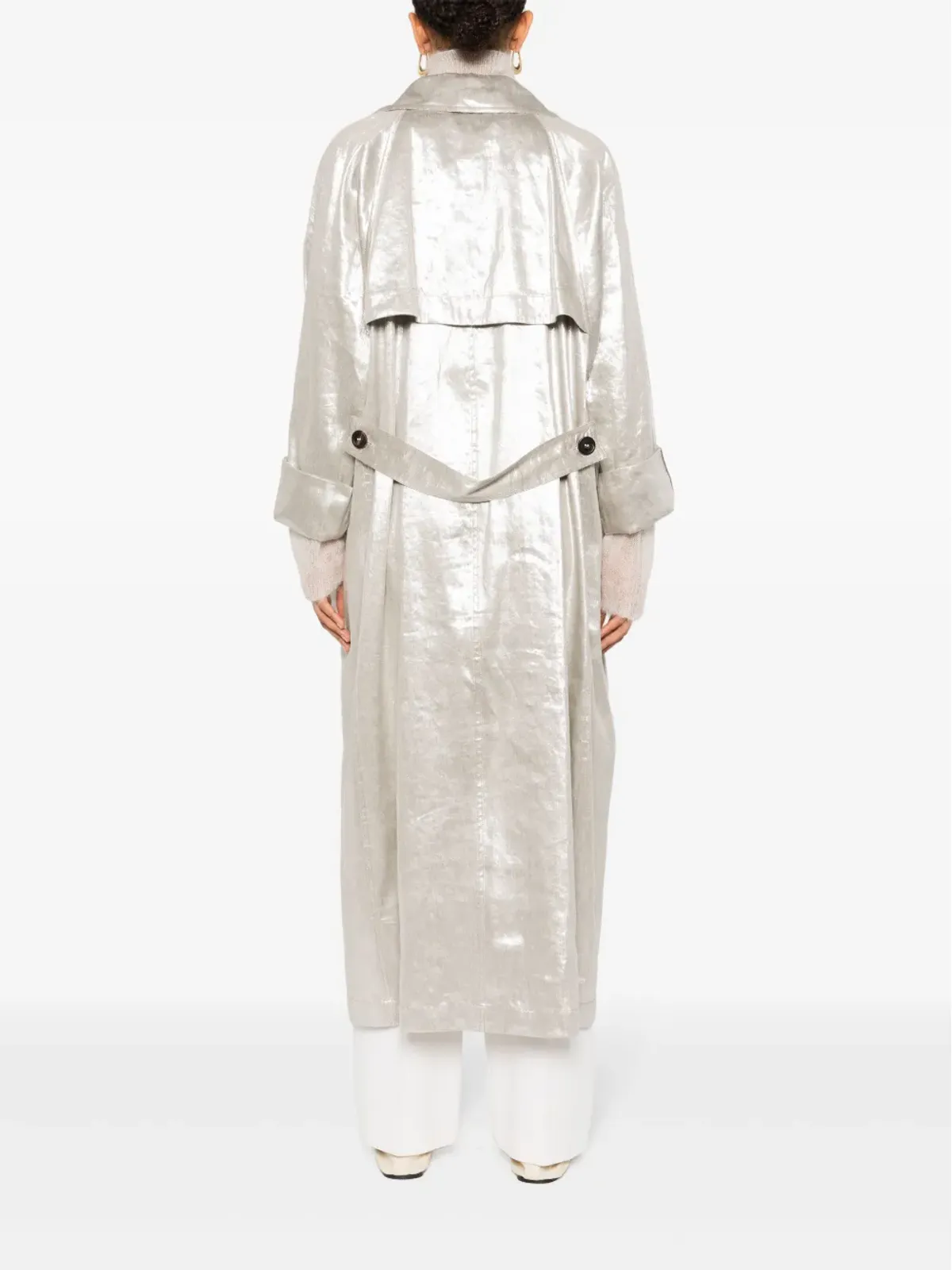 Brunello Cucinelli メタリックフィニッシュ トレンチコート - グレー - 画像4