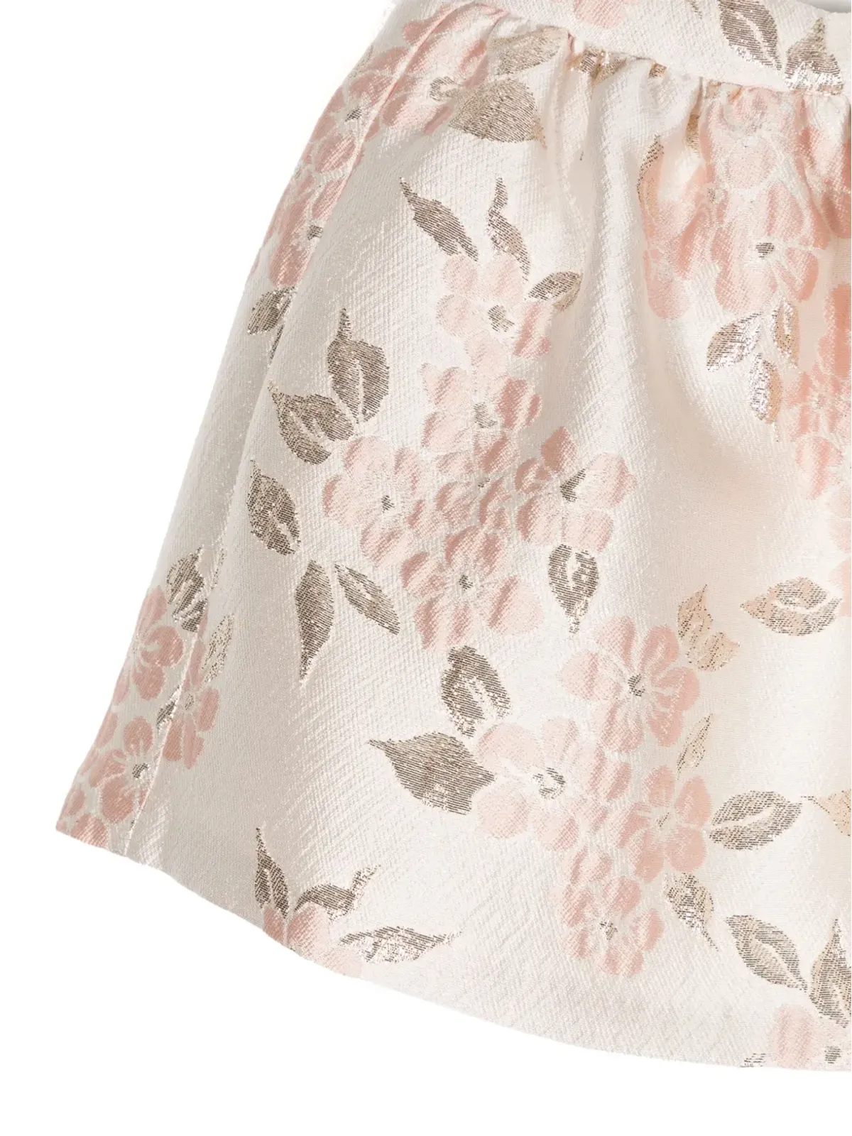 Hucklebones London 花柄ジャガード ギャザー入りスカート ピンク - 画像3