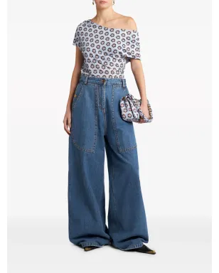 ETRO アブストラクトプリント アシンメトリックトップ - ブルー - サムネイル2