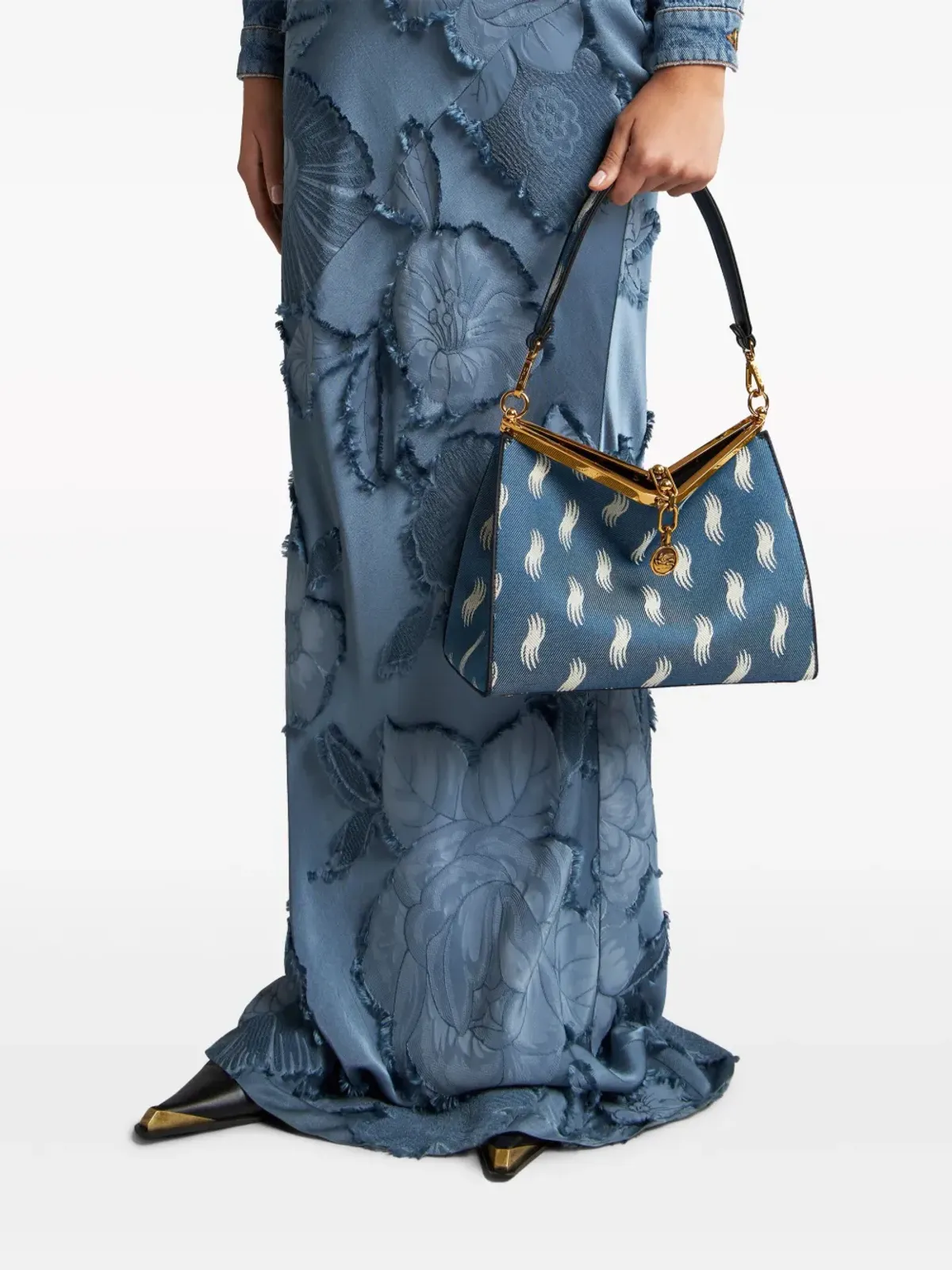 ETRO ミディアム Vela デニム ショルダーバッグ - ブルー - 画像2
