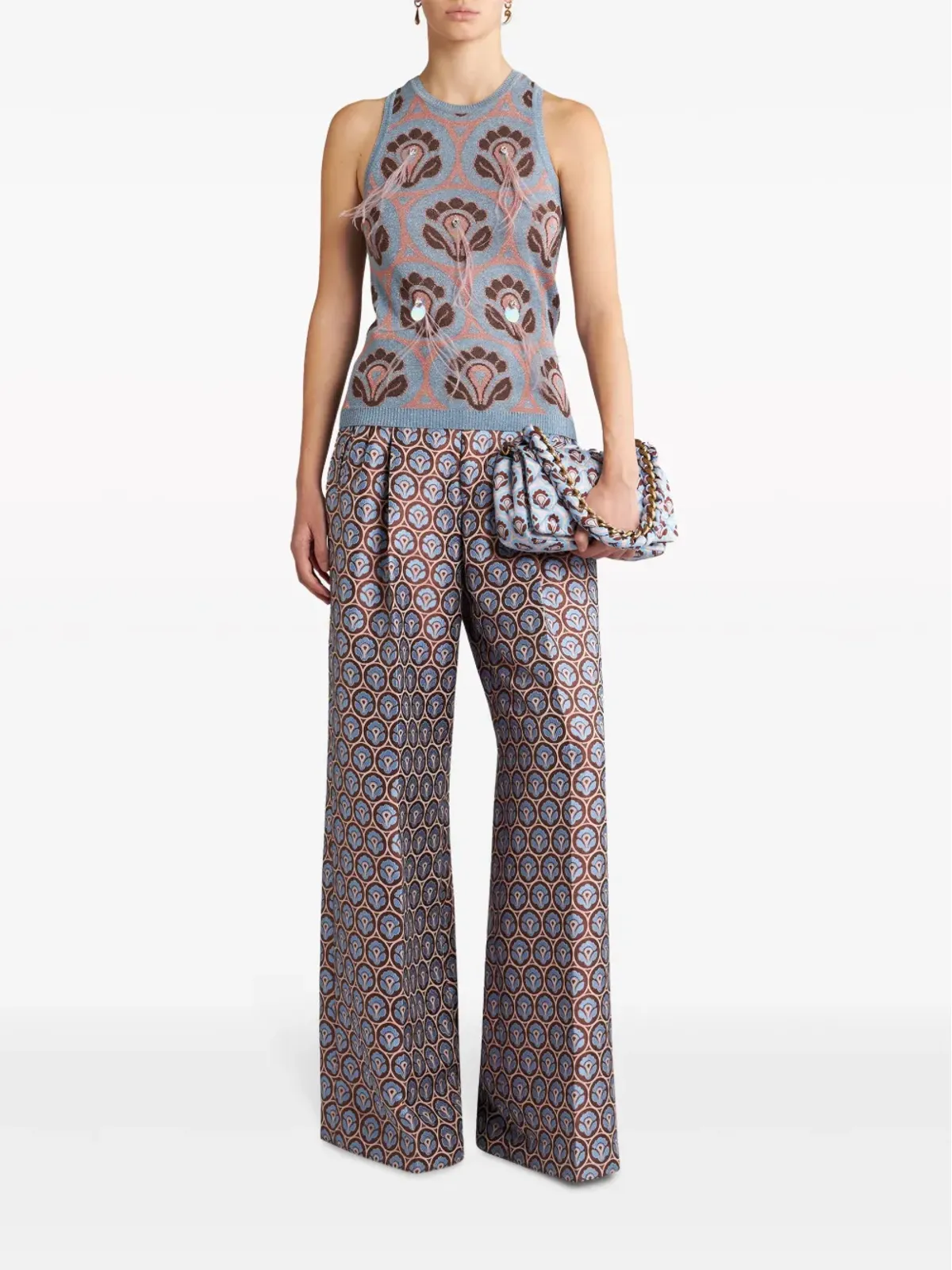 ETRO フェザー装飾のジャカードトップ - ブルー - 画像2