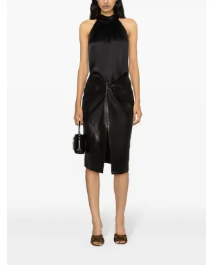 Saint Laurent ギャザー入りレザー ミディスカート - サムネイル2