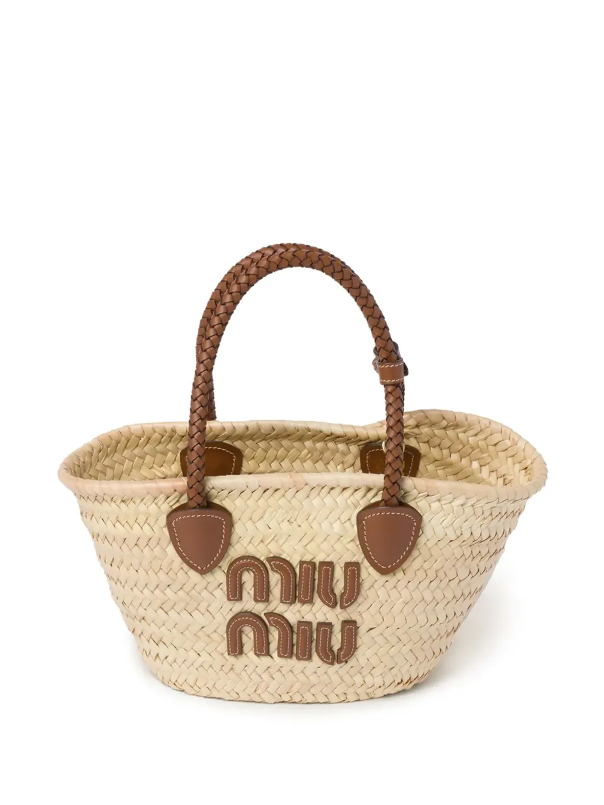 Miu Miu 編み込みストローのトートバッグ - 画像1