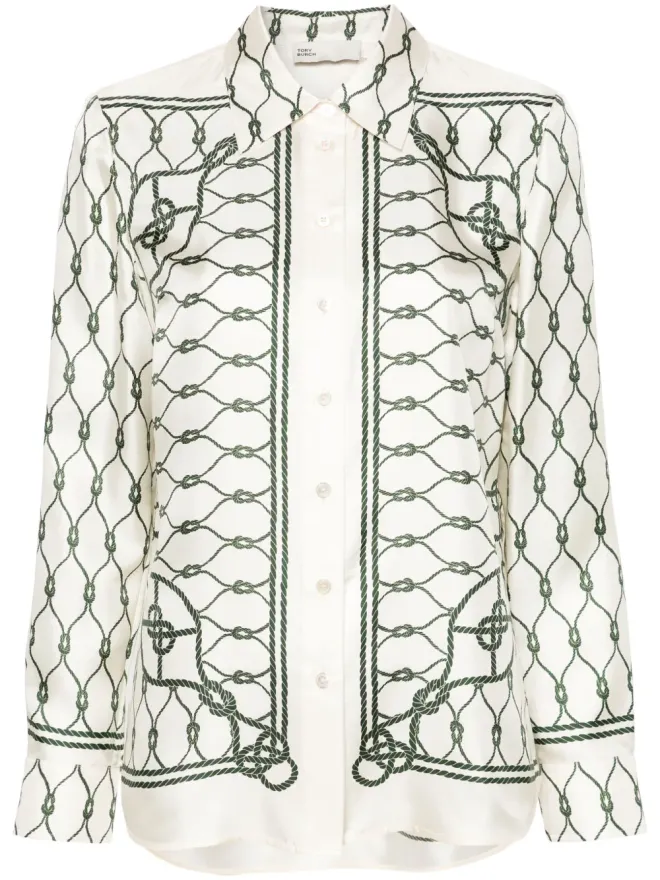 Tory Burch Tory Burch ノットプリント・シルクシャツ - ニュートラルカラーの商品画像
