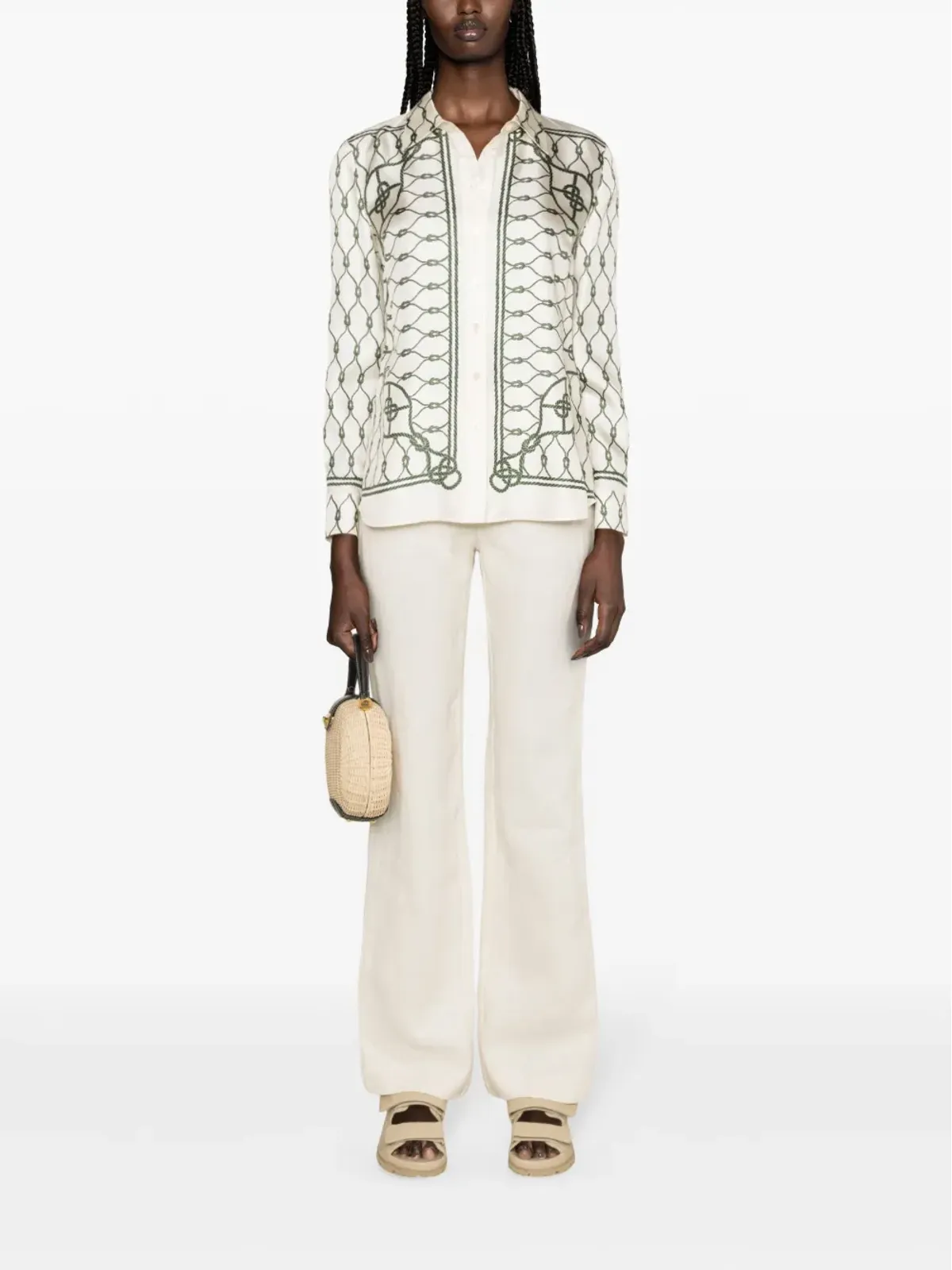 Tory Burch ノットプリント・シルクシャツ - ニュートラルカラー - 画像2